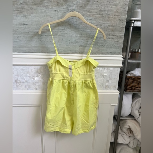 NWT new small Anthropologie clean cut romper shorts yellow tiny FLAW - Picture 4 of 17